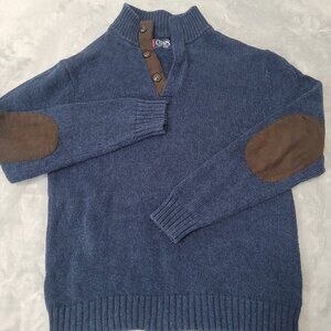 Chaps Ralph Lauren Sweater Men's M Elbow Patches Thick Cotton Navy Preppy Hunt